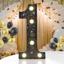 Decorative LED Light up Number 1, Glitter Black Marquee Number Lights Sign for 1st 10th 21st Birthday Party, Home, Bar, Graduation, Wedding, Anniversary, Battery Operated Black Decoration 1