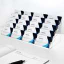 20 Slots Acrylic Business Card Holder for Desk Business Card Stand Clear Plastic Multiple Cards Display Stand Rack for Office Supplies Home School Brochure File Table Recipe