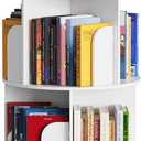 SpaceAid Cross Style 4 Tier Rotating Bookshelf, Spinning 360 Bookcase Lazy Susan Tower, Vertical Revolving Books Shelf Storage Round Carousel Space Saving Organizer, White
