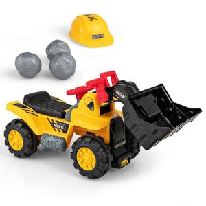 Kids Ride on Excavator with Realistic Sound Effects Big Bucket 3 Toy Stones Helmet