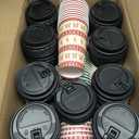 Ovveroche 100 Pack 16 oz Christmas Disposable Coffee Cups with Lids,Ugly Sweater Disposable Cups for Hot and Cold Beverages,Coffee,Tea,Water,Juice