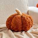 2 x Pumpkin Pillows, Halloween Pumpkin Decoration Throw Pillow, Cute Thanksgiving Pumpkin Shaped Throw Pillows Gifts, 8" Soft Caramel Brown Faux Rabbit Fur for Fall Funny Decorations (Mini-8 Inch)