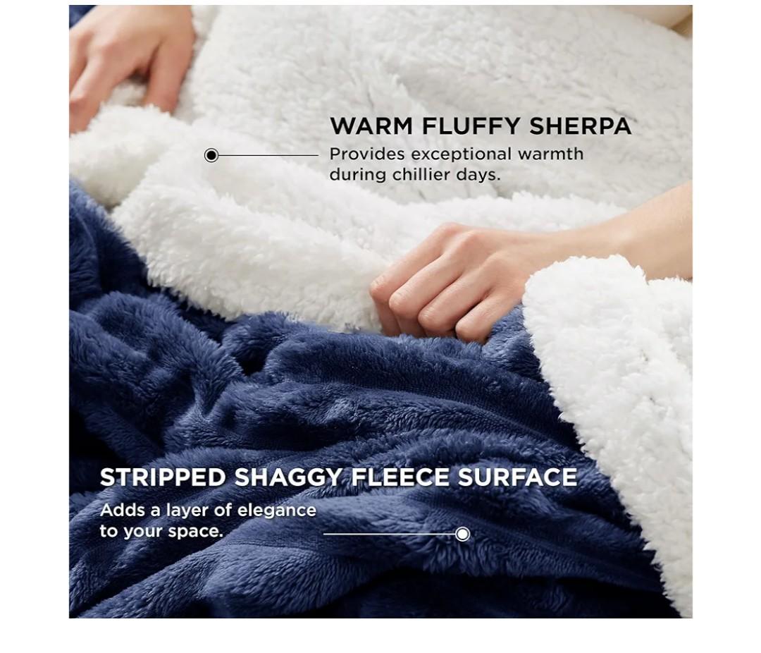 Bedsure Sherpa Blanket Queen Size for Bed - Super Soft, Cozy Fleece Thick Warm Blanket for Winter, GentleSoft Home Room Decor, Navy Blue, 90x90 Inches Bedsure Sherpa Blanket Queen Size for Bed - Super Soft, Cozy Fleece Thick Warm Blanket for Winter, GentleSoft Home Room Decor, Navy Blue, 90x90 Inches