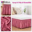 RIMELA Dusty Red Bed Skirt King Size 18 Inch Drop, Wrap Around Elastic Bedskirt, Dust Ruffle for Adjustable Bed Base Machine Washable Easy to Install Bed Skirts