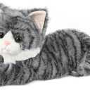 Gray Tabby Cat Stuffed Animals, Microwavable Stuffed Animal Adorable Fluffy Cat Plush for Warmth & Comfort, Heatable & Coolable Lavender Scent Cat Toys, Cute Soft Plushies Cat Gifts for Kids & Adults