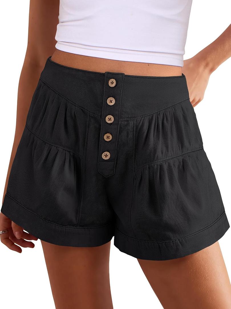 ANRABESS Women's Denim Shorts Summer Baggy High Waisted Flowy Wide Leg Buttons Pleated Casual Jean Shorts 2026 Fashion Skorts