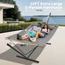 SUPERJARE Hammock with Stand, 2 Person Quilted Outdoor Hammock, Detachable Pillow & Bamboo Spreaders, Portable Hammock with Carrying Bag, Heavy Duty Stand, Perfect for Outside, Patio, Gray