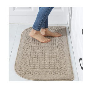 COSY HOMEER 39 x 20inch Anti Fatigue Kitchen Rug Mats are Made of 100% Polypropylene Half Round Rug Cushion Specialized in Anti Slippery and Machine Washable, Beige