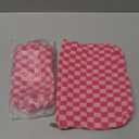 PAZIMIIK 2 Pack Knit Checkered Makeup Bag Large Zipper Make Up Accessory Pouch for Purse Cosmetic Brush Bag for Travel Essential,Hotpink