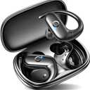 kurdene Wireless Earbuds Bluetooth Headphones Sport,Over Ear Buds with Deep Bass Sound,60Hrs Playtime Earphones Redesigned Comfort Fit with Earhooks for Running,Meeting,Workout-Black
