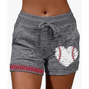 Womens Baseball Mom Running Workout Shorts High Waisted, Stretchy Softball Drawstring Lounge Shorts, 3XL