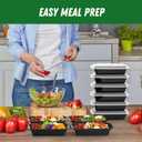 50 Pack (100-Piece) 32 oz Meal Prep Containers Reusable with Easy Open Lids, Sturdy Leakproof Food Safe, Microwave Freezer Dishwasher Safe, To Go Take Out Plastic Food Storage Pans with Lids, Black