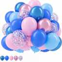 2 x HILAVO Pink and Blue Balloons 12 Inch Pastel Metallic Blue Baby Light Pink Chrome Latex Balloon Confetti Balloon for Kids Girls Hawaiian Summer Gender Reveal Wedding Birthday Baby Shower Party Decor
