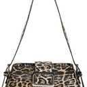 Leopard Print Shoulder Bag Cheetah Print Hobo Handbag Women Leather Vintage Clutch Handbag Purse (Khaki)