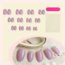 Purple Press on Nails Short Almond Fake Nails Reusable False Nails Natural Nails Solid Colour Glossy Glue on Nails Acrylic Nails for Women Girls 24Pcs