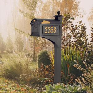 Balmoral Side Plaques Mailbox Post Package -Black