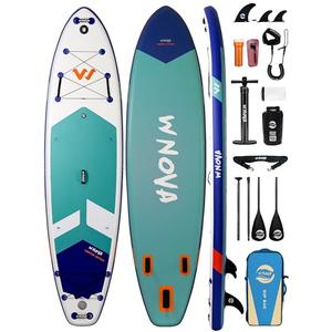 WNOVA 35" Extra Wide Stand Up Paddle Board Inflatable for All Skill Levels, 430LBS Capacity SUP Paddleboard with Double Acton Pump, 90L Backpack, Dry Bag, Blow Up Paddle Board for Fishing Yoga, Blue