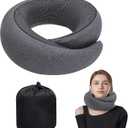 Neck Pillow Airplane, Travel Pillows for Airplanes, Memory Foam Adjustable Portable Neck Pillow for Traveling, Car Rides, and Home Use (Dark Gray)