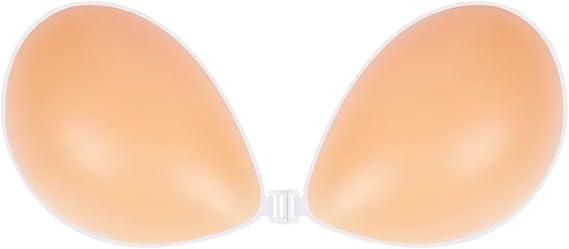 Niidor Adhesive Bra Strapless Sticky Invisible Push up Silicone Bra for Backless Dress with Reusable Nipple Covers (Nude)