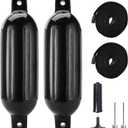 Boat Fenders Inflatable Ribbed Marine Boat Fender with Fender Lines 6.5ft Needles and Pump for Twin Eyes Boat Fender Bumpers for Docking Fenders Use to Yacht Pontoon