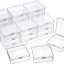 SATINIOR 24 Packs Small Clear Plastic Beads Storage Containers Box with Hinged Lid for Storage of Small Items, Crafts, Jewelry, Hardware(2.9 x 2.9 x 1 Inches)
