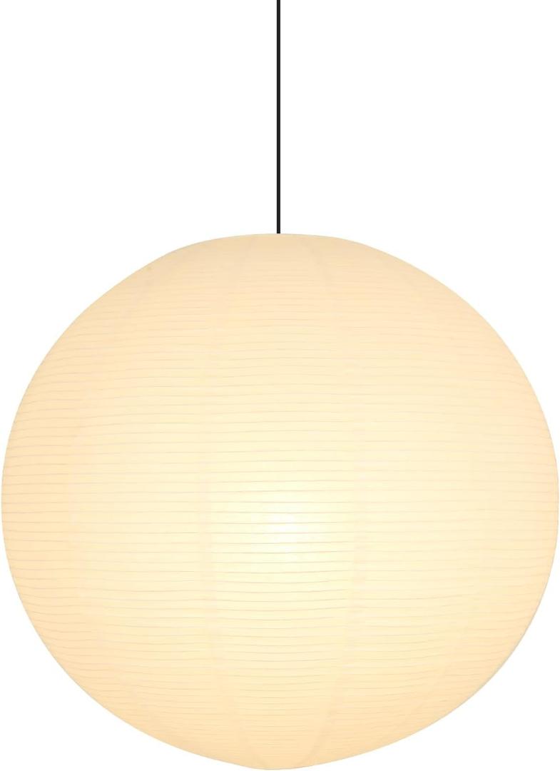 White Round Paper Lantern Lampshade, 22"x22'' Large Paper Lanterns Pendant Light Shade, Chinese Foldable Design for Living Room, Bedroom, Ceiling Lampshade Party Decor