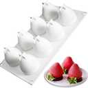 OCPO KITCHEN Strawberry Silicone Mold for Baking Mousse Cake, Fruit French Dessert, Pastry, Chocolate, Ice Cream Mould, Cake Decoration Mold, 3D Strawberry Shape (8-Cavity)