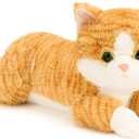 19 inch 3 lbs Cat Weighted Stuffed Animals, Realistic Weighted Cat Stuffed Animal, Sensory Comfort Plush Throw Pillow, Soft Kawaii Kitty Plush Toy Gift for Adults Kids Youth Orange Tabby Cat