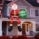 8FT Christmas Inflatable Santa Claus Outdoor Decoration for Yard, Blow up Hanging Santa with Gift Bag Built-in LED Light, Xmas Weatherproof Outside Decor for Garden Patio Lawn Home
