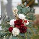 Faux Flower Swag Set of 2 for Wedding Welcome Signs Floral Swag Wedding Reception Ceremony Signs Decor (Red)