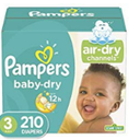 Diapers Size 3, 210 Count - Pampers Baby Dry Disposable Baby Diapers with Diapers Size 4, 186 Count and Amazon.com Gift Card in a Mini Envelope