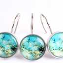 Decorative Blue Green Glass Shower Curtain Hooks Glass Curtain Rings,Stainless Steel Rust Bathroom Hooks for Bathroom Bedroom Kitchen Home Bath Room Rods Decor 12Pcs