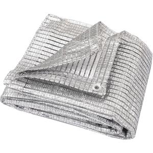 65% Aluminum Foil Shade Cloth with Grommets Mesh Sun Block Fabric Cover Canopy Sun Reflect Pet Shade Garden 8ft x 12ft