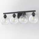 Bathroom Light Fixtures, 4-Light Black Vanity Light with Hand-Blown Globe Glass Shades, Bathroom Lights Over Mirror, Wall Sconces for Mirror, Kitchen, Bedroom