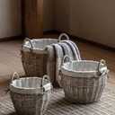 16, 14, 12in Basket Set With Cloth 3pc
