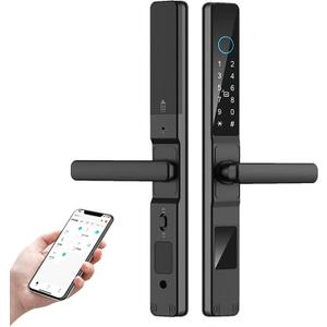 HIFAM Fingerprint Door Lock, TUYA APP Control Smart Lock Electronic Door Lock with Code Passcode Biometric Door Handle, IC Card Key Unlock