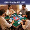 Mahjong Cards 2026 Official Revision – Large Print, Easy to Read Mahjong Card for Enthusiasts (Red Theme - 4PCS)