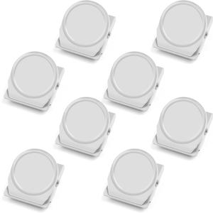 VNDUEEY White Magnetic Clips, 8 Pcs Strong Refrigerator Magnets Whiteboard Magnets, Magnet Clips Heavy Dudy, Metal Magnet Clip for Fridge, Classroom, Locker, Photo Displays, Memo Note
