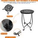 Fashion&cool Outdoor Side Tables, Weather Resistant Metal Patio Side Table, Small Round Outdoor End Table Side Table for Patio Yard Porch Balcony Garden Bedside, Plant Stand for Indoor Outdoor