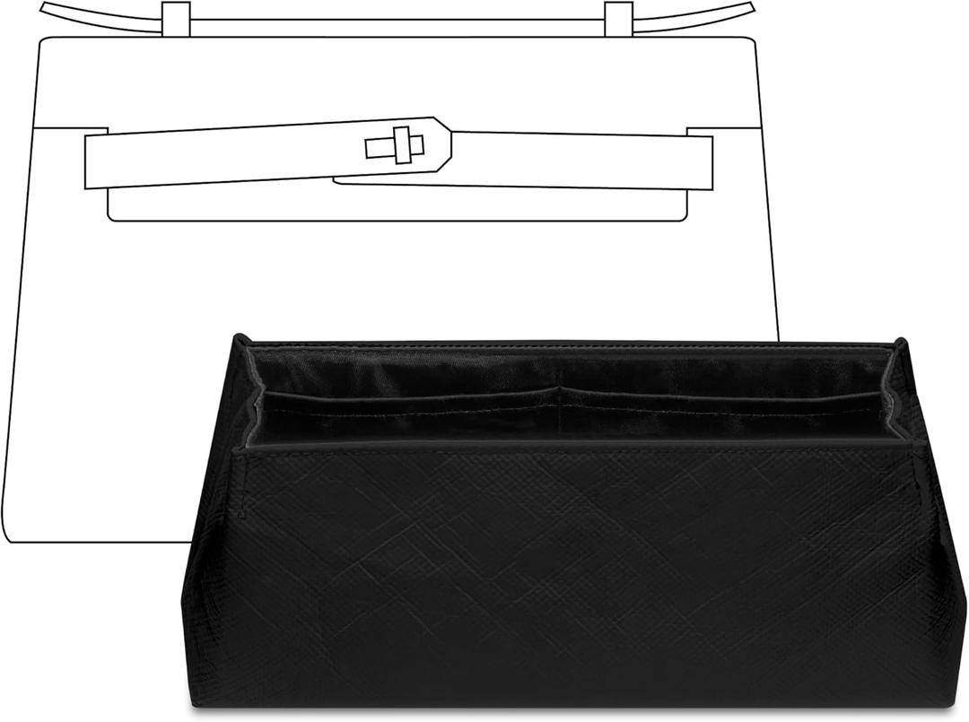 Purse Organizer Insert for Kelly Mini Handbag, Custom Fit Inside Premium Matte Black Lightweight WaterResistant Tote Bag Insert