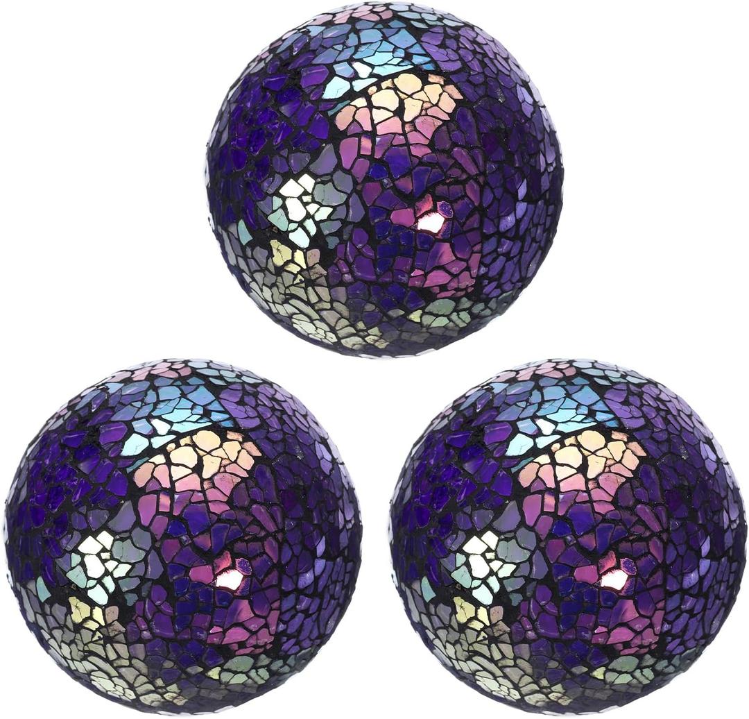 UXCell 3Pcs Decorative Glass Orbs 3.15 Inch Centerpiece Balls for Decor, Purple