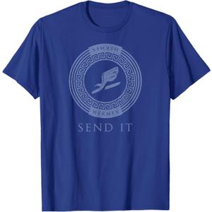 Greek God T Shirt Hermes Send It Winged Sandal Messenger T-Shirt (Small, Black)