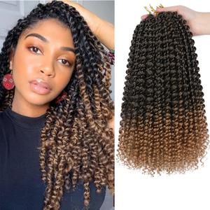 Ombre Blonde Passion Twist Hair 14 Inch 8 Packs Passion Twist Crochet Hair For Black Women Water Wave Braiding Hair Curly Long Spring Twist Hair Synthetic Hair Extension(14 Inch,T27)