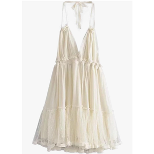 Womens Summer Halter Deep V Neck Sexy Patchwork Mini Short Dresses Beach Vacation Sundresses for Women Short 2025 S