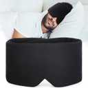 FRESHME Sleep Mask Blackout - Handmade Cotton Sleep Mask for Women Men Eye Mask for Sleeping Black Soft Eye Cover for Sleeping with Adjustable Veclro Breathable Eye Blindfold for Night Nap Travel