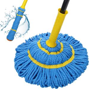 Self-Wringing Twist Mops for Floor Cleaning, Microfiber Floor mop with 57 " Long Handle, Easy Wringing Mop for Hardwood Commercial Household Clean (Blue)