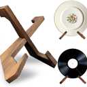 5.1in Wooden Plate Display Stands, Book, Picture and Bowl Display Stand, Display Stands for Heavy Duty Platters, Plate, Pottery, Rock, Dish, Easels, Vinyl Record Holders