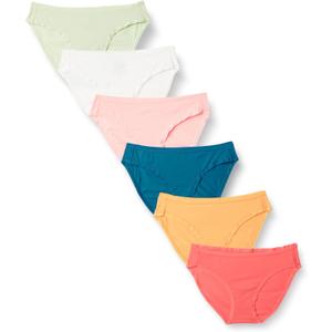 Amazon Essentials Women's Breathable Cotton Bikini Brief Underwear with Full Coverage, 6 Pack (M)