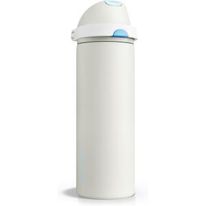 Insulated Water Bottle with Straw - Encool Stainless Steel Water Bottle with Push Button Lid, Leak-Proof & BPA-Free, Keeps Cold for 24 Hours for Sports, Travel, Gym (24 oz, Kangaroo Grey)