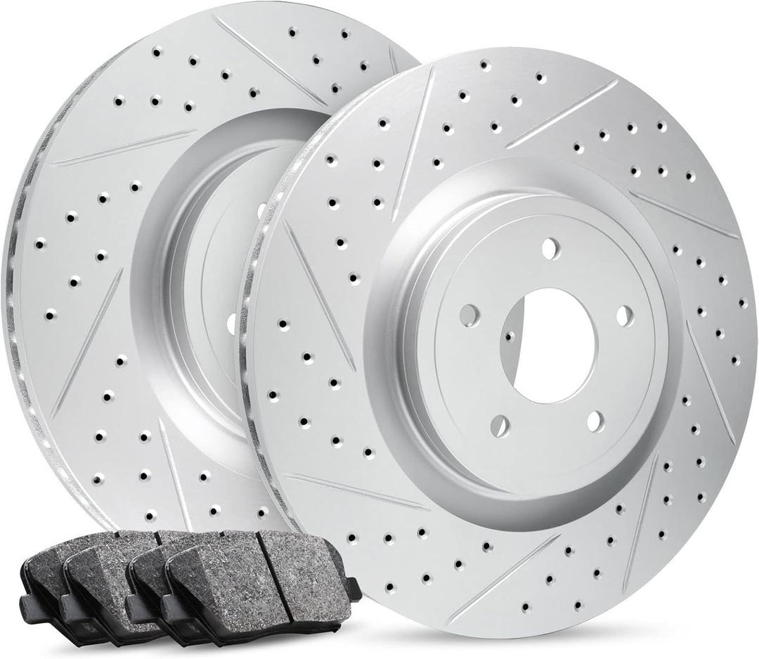 R1 Concepts Front Brakes and Rotors| Hardware Included| Front Ceramic Brake Pads and Rotors Kit| Fits 2016-2017 Lexus GS200t, IS200t